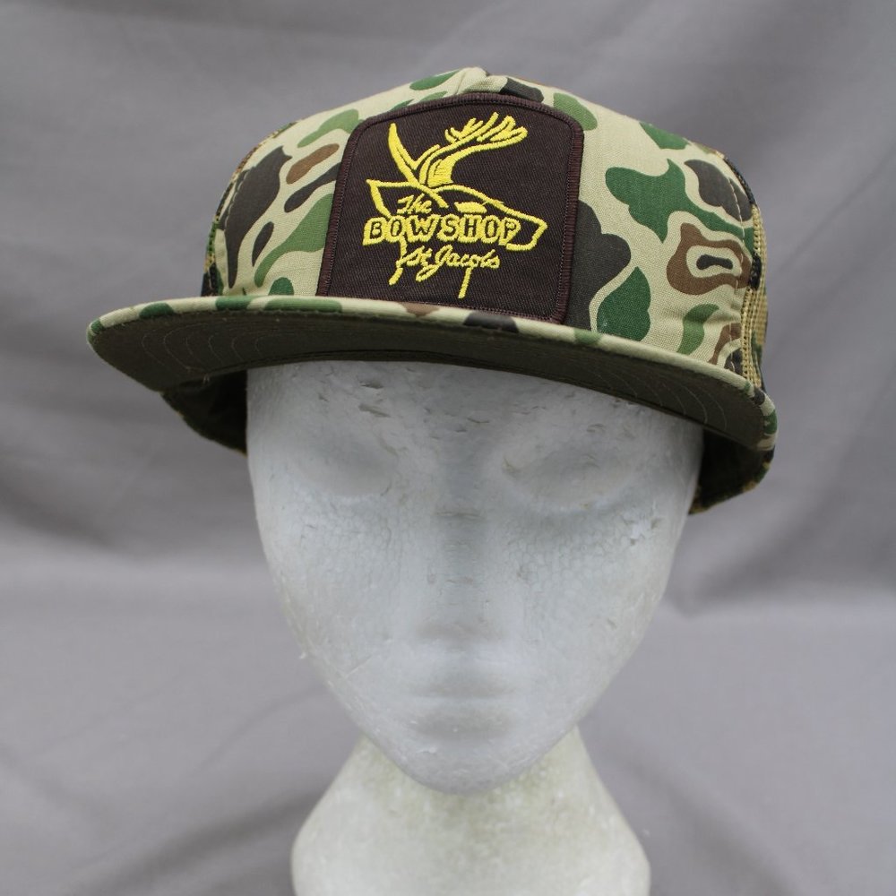 Vintage Patched Trucker Hat - The Bow Shop St Jacobs - Cammo Adult Snapback